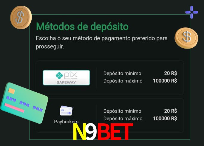 O cassino N9Bet oferece uma grande variedade de métodos de pagamento